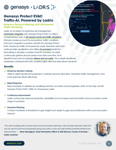 Genasys Protect EVAC Traffic-AI. Powered by Ladris